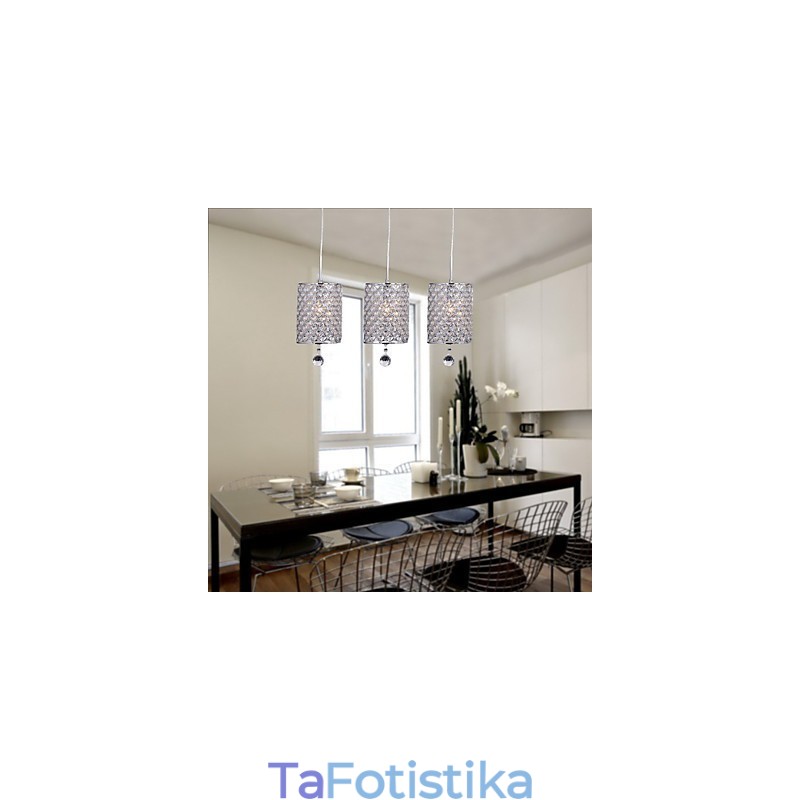 Μοντέρνο μοντέρνο κρεμαστό φωτιστικό από μέταλλο κρυστάλλινο χρώμιο