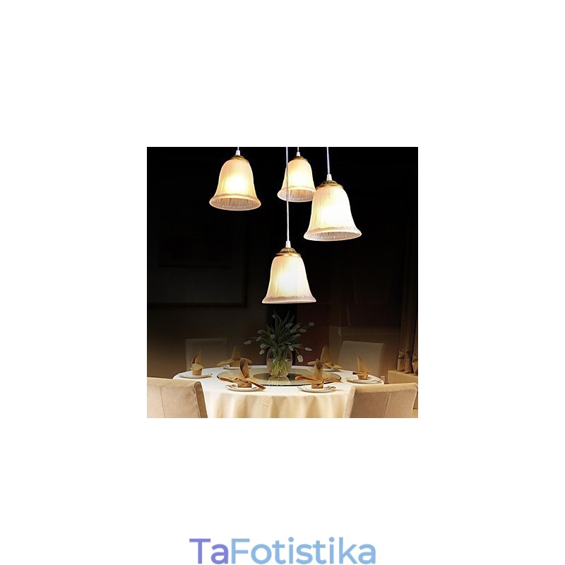 Χάλκινο κρεμαστό κόσμημα τεσσάρων φωτιστικών μοτίβο γυαλιού απόχρωση European Retro Classic