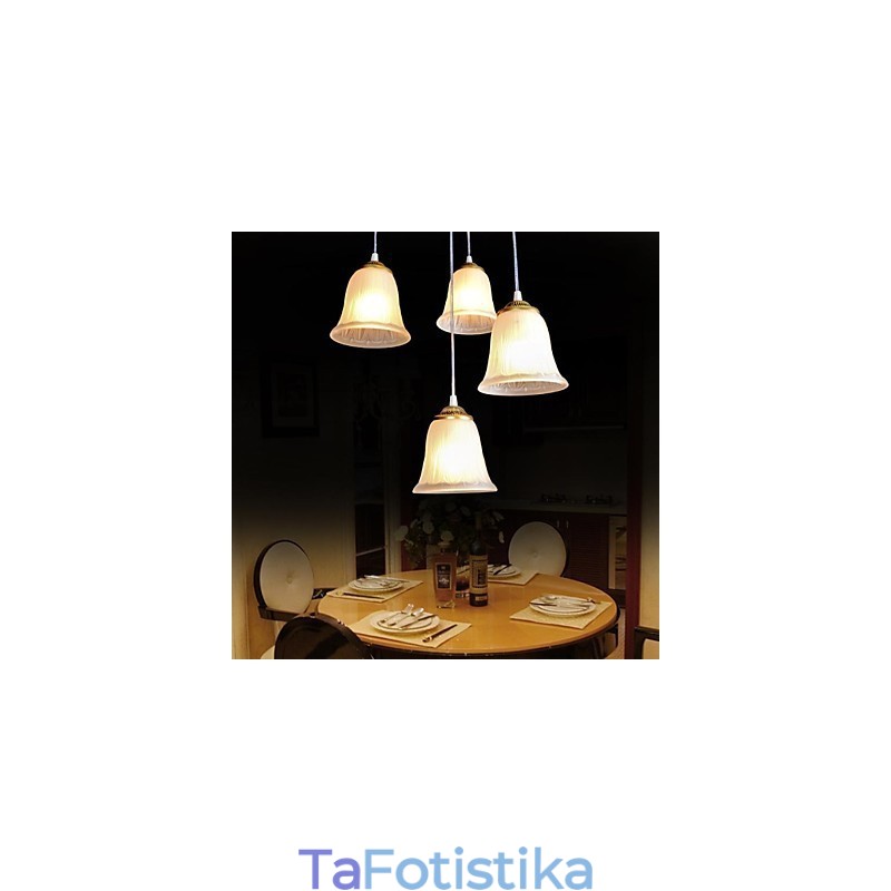Χάλκινο κρεμαστό κόσμημα τεσσάρων φωτιστικών μοτίβο γυαλιού απόχρωση European Retro Classic