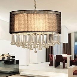 Σύγχρονο μενταγιόν Crystal 4 Light με Μαύρη Απόχρωση