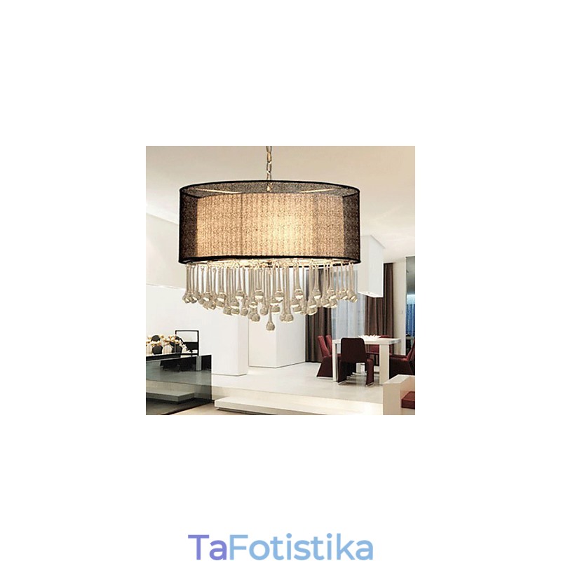 Σύγχρονο μενταγιόν Crystal 4 Light με Μαύρη Απόχρωση