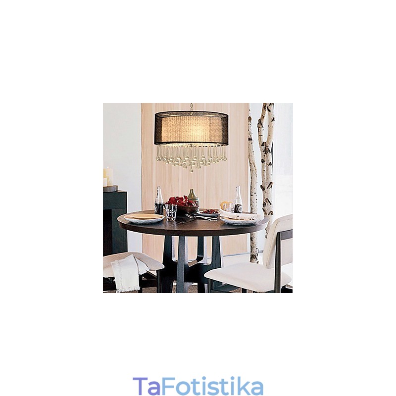 Σύγχρονο μενταγιόν Crystal 4 Light με Μαύρη Απόχρωση