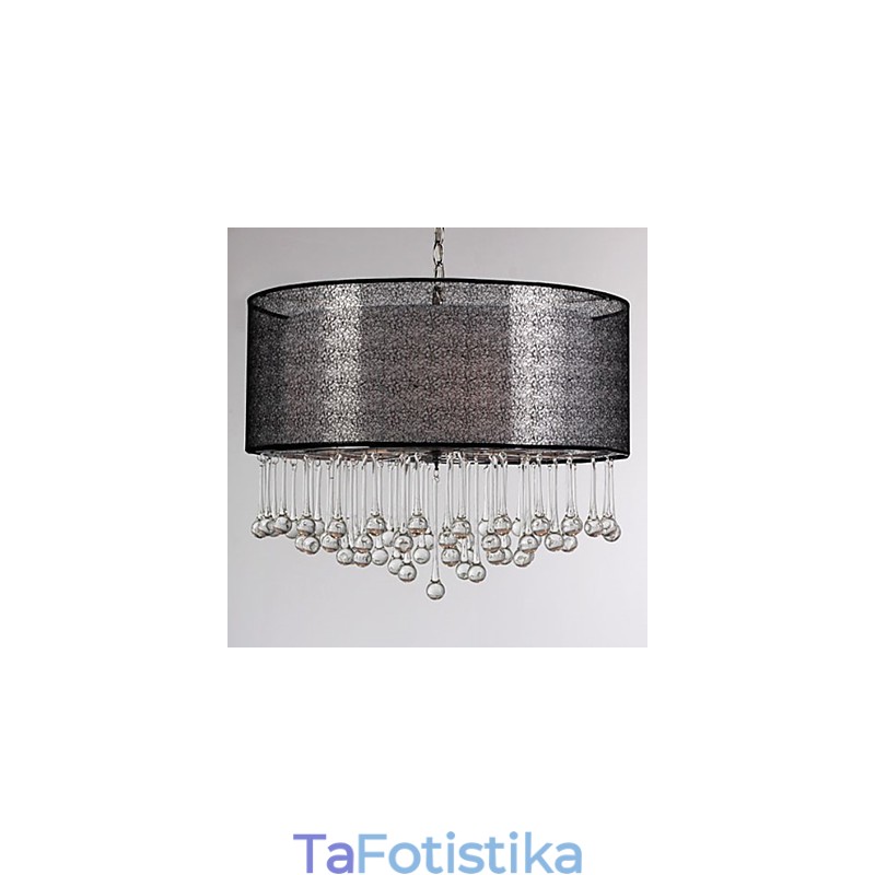 Σύγχρονο μενταγιόν Crystal 4 Light με Μαύρη Απόχρωση