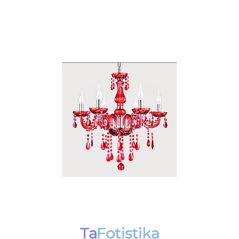 Chandelier Red Crystal Luxury Modern 6 Lights