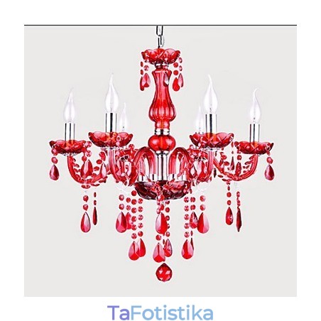 Chandelier Red Crystal Luxury Modern 6 Lights Chandelier Red Crystal Luxury Modern 6 Lights
