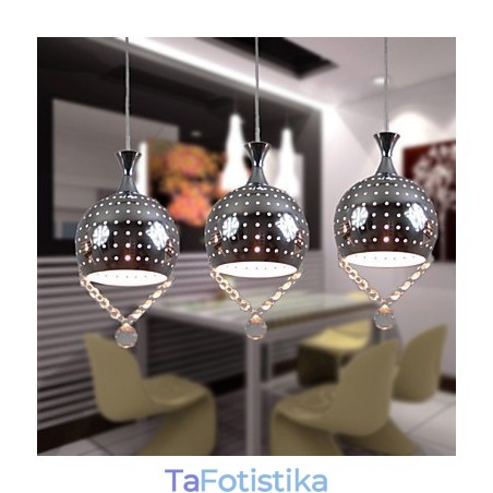 Κρεμαστό 3 Κεφαλών ελαφρύ Κρυστάλλινο Μοντέρνο Σύγχρονο Μέταλλο