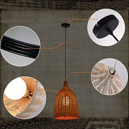 Rattan Chandelier Chandelier Chandelier Creative Retro Rattan φωτιστικό