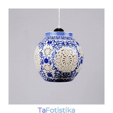 Ρετρό Κεραμικό φωτιστικό Stairs Blue Single Head Chandelier Creative Ρετρό Κεραμικό φωτιστικό Stairs Blue Single Head Chandelier Creative