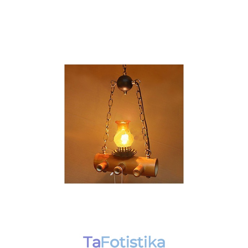 American Country Antique Bamboo Μονοκεφαλικός Πολυέλαιος