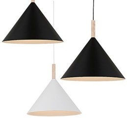 Κρεμαστό φωτιστικό Mini Artistic Cone 1 Light Mordern Simplicity Φινίρισμα Μαύρο Λευκό Αλουμίνιο & Ξύλινο Droplight