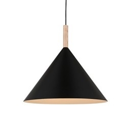 Κρεμαστό φωτιστικό Mini Artistic Cone 1 Light Mordern Simplicity Φινίρισμα Μαύρο Λευκό Αλουμίνιο & Ξύλινο Droplight