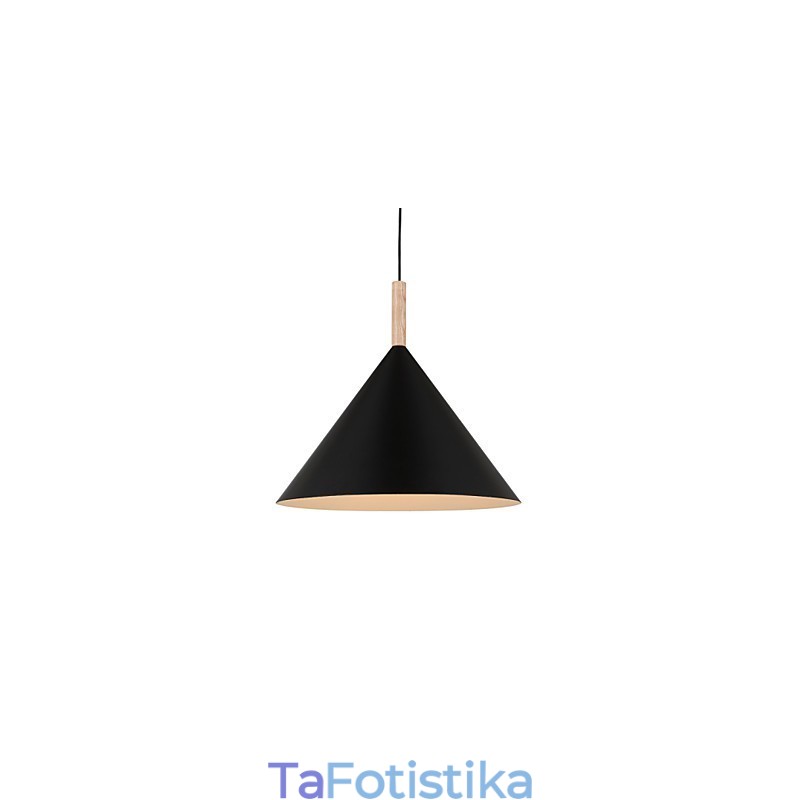 Κρεμαστό φωτιστικό Mini Artistic Cone 1 Light Mordern Simplicity Φινίρισμα Μαύρο Λευκό Αλουμίνιο & Ξύλινο Droplight