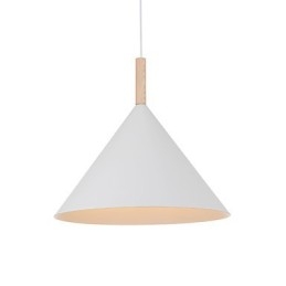 Κρεμαστό φωτιστικό Mini Artistic Cone 1 Light Mordern Simplicity Φινίρισμα Μαύρο Λευκό Αλουμίνιο & Ξύλινο Droplight
