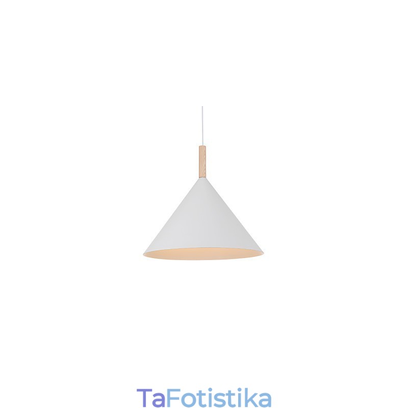 Κρεμαστό φωτιστικό Mini Artistic Cone 1 Light Mordern Simplicity Φινίρισμα Μαύρο Λευκό Αλουμίνιο & Ξύλινο Droplight