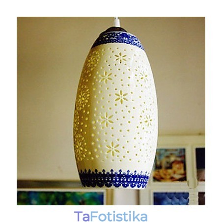 Ρετρό Κεραμικό φωτιστικό Stairs Blue Single Head Chandelier Creative Ρετρό Κεραμικό φωτιστικό Stairs Blue Single Head Chandelier Creative