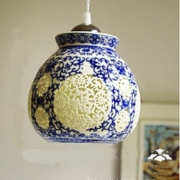 Ρετρό Κεραμικό φωτιστικό Stairs Blue Single Head Chandelier Creative