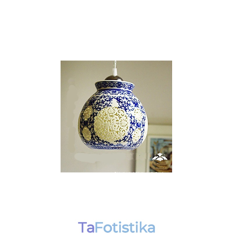 Ρετρό Κεραμικό φωτιστικό Stairs Blue Single Head Chandelier Creative