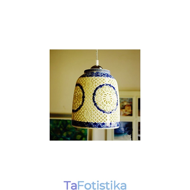 Ρετρό Κεραμικό φωτιστικό Stairs Blue Single Head Chandelier Creative