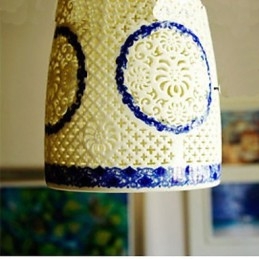 Ρετρό Κεραμικό φωτιστικό Stairs Blue Single Head Chandelier Creative