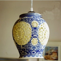 Ρετρό Κεραμικό φωτιστικό Stairs Blue Single Head Chandelier Creative