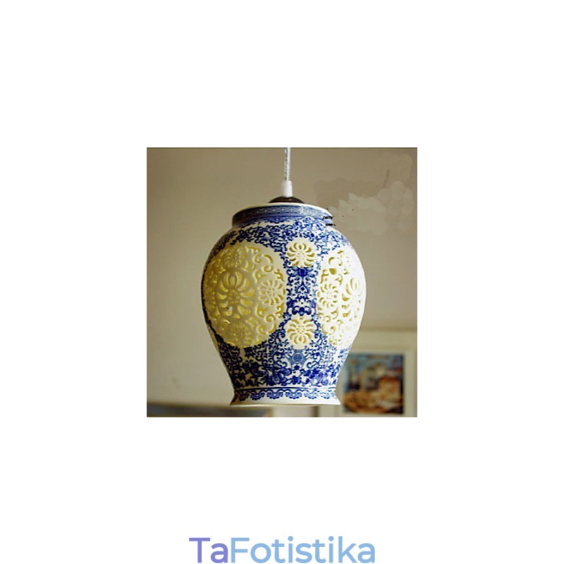 Ρετρό Κεραμικό φωτιστικό Stairs Blue Single Head Chandelier Creative