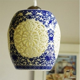 Ρετρό Κεραμικό φωτιστικό Stairs Blue Single Head Chandelier Creative
