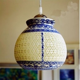Ρετρό Κεραμικό φωτιστικό Stairs Blue Single Head Chandelier Creative