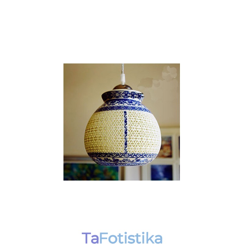 Ρετρό Κεραμικό φωτιστικό Stairs Blue Single Head Chandelier Creative