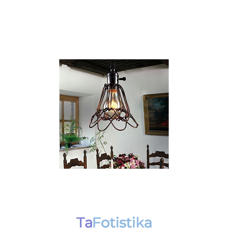 American Country Industrial Wind Lamp Retro Μικρός Πολυέλαιος Σιδερένιο Κλουβί