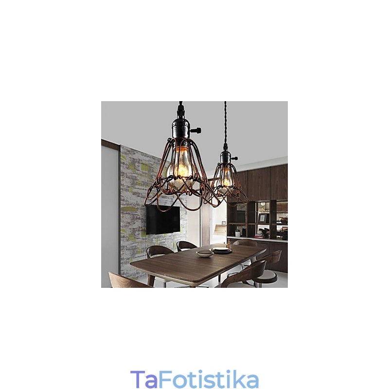 American Country Industrial Wind Lamp Retro Μικρός Πολυέλαιος Σιδερένιο Κλουβί