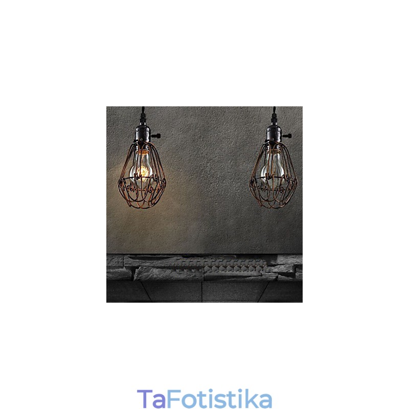 American Country Industrial Wind Lamp Retro Μικρός Πολυέλαιος Σιδερένιο Κλουβί