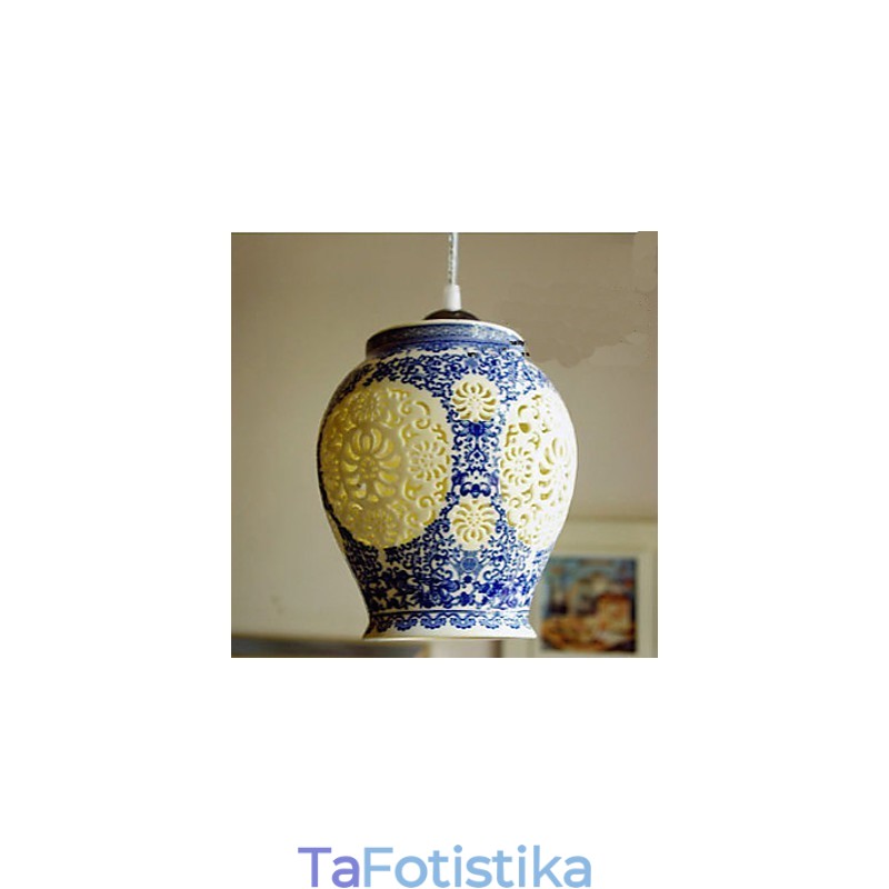 Ρετρό Κεραμικό φωτιστικό Stairs Blue Single Head Chandelier Creative