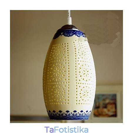Ρετρό Κεραμικό φωτιστικό Stairs Blue Single Head Chandelier Creative Ρετρό Κεραμικό φωτιστικό Stairs Blue Single Head Chandelier Creative