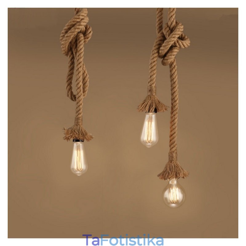 1 Light DIY Art Hemp Rope Light Creative Hemp Rope Chandelier Long 100cm Αποστολή 1 λάμπας