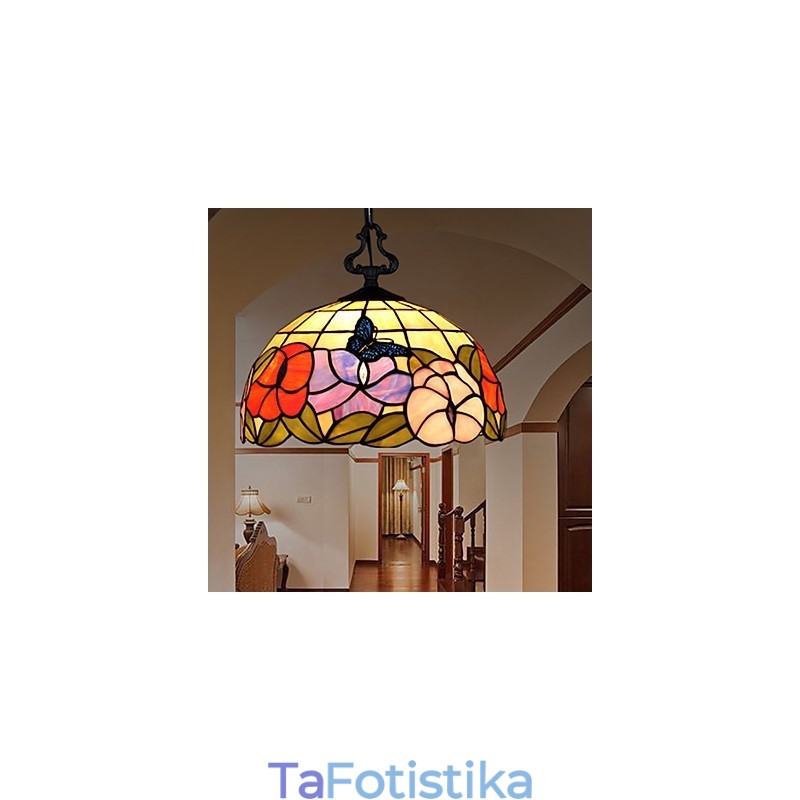 Πολυέλαιος από βιτρό αγροτικής δημιουργικής τέχνης που αποκαθιστά το φως λαμπτήρων αρχαίων τρόπων