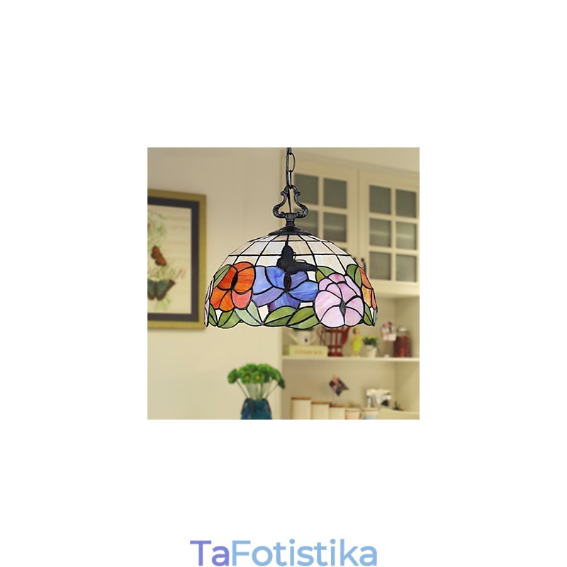 Πολυέλαιος από βιτρό αγροτικής δημιουργικής τέχνης που αποκαθιστά το φως λαμπτήρων αρχαίων τρόπων