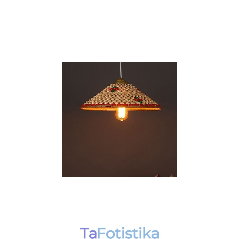 Φωτιστικό Πολυέλαιος Καπέλο Καπέλο καφέ από Μπαμπού