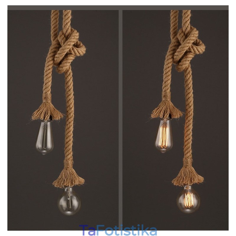 1 Light DIY Art Hemp Rope Light Creative Hemp Rope Chandelier Long 100cm Αποστολή 1 λάμπας