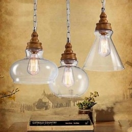 Φωτιστικά και φανάρια καφέ Droplight Crystal Wood Grain