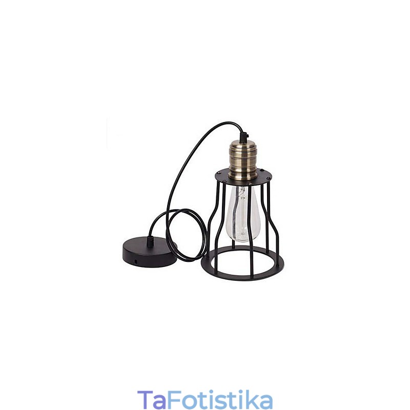 Αμερικάνικες βιομηχανικές vintage ιδέες για μπουφέ καφέ κλουβί από σφυρήλατο σίδερο Κρεμαστό φως καθιστικό
