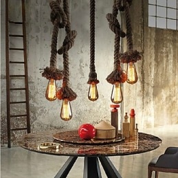 1 Light DIY Art Hemp Rope Light Creative Hemp Rope Chandelier Long 100cm Αποστολή 1 λάμπας