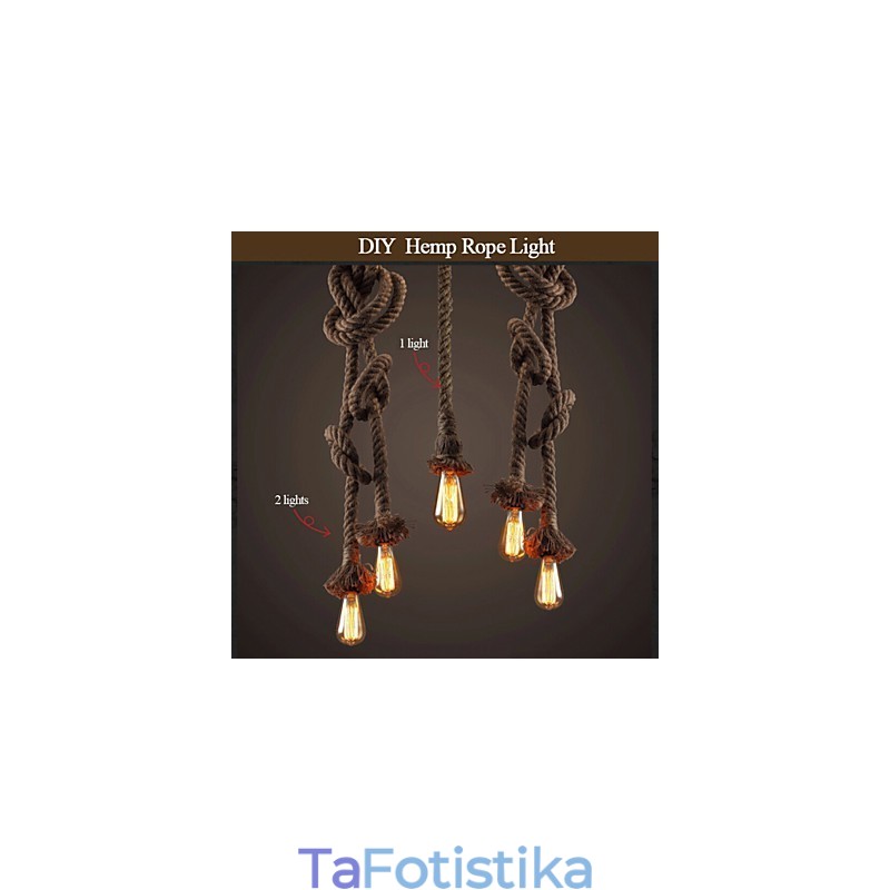 1 Light DIY Art Hemp Rope Light Creative Hemp Rope Chandelier Long 100cm Αποστολή 1 λάμπας