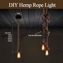 1 Light DIY Art Hemp Rope Light Creative Hemp Rope Chandelier Long 100cm Αποστολή 1 λάμπας