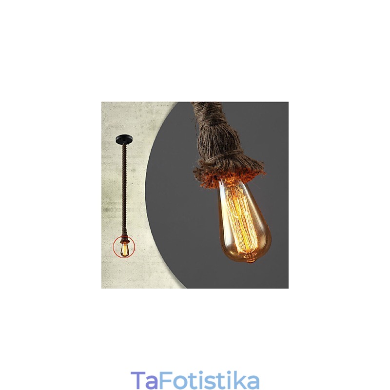 1 Light DIY Art Hemp Rope Light Creative Hemp Rope Chandelier Long 100cm Αποστολή 1 λάμπας
