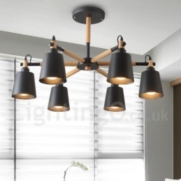 Φωτιστικό πολυελαίου μοντέρνου σύγχρονου ξύλου 6 φωτός