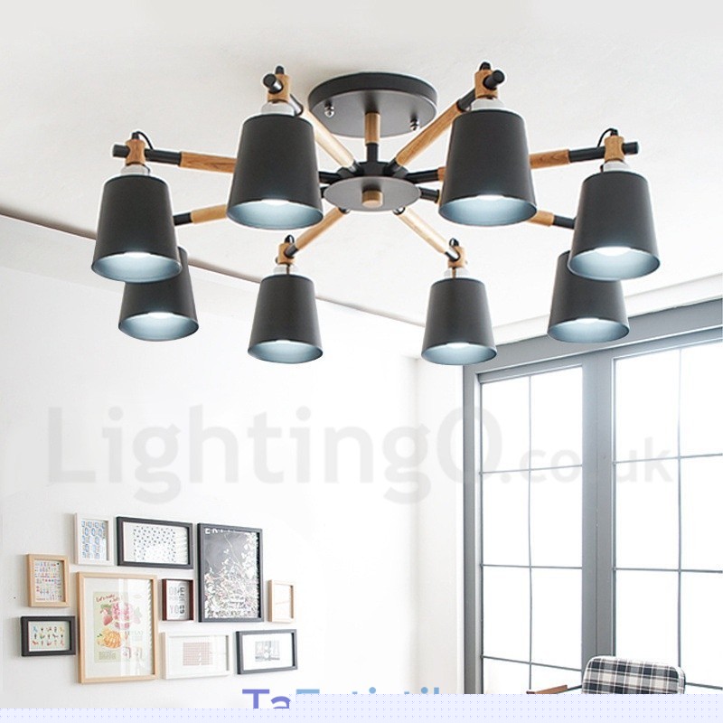 Πολυέλαιος 8 Light Modern Contemporary Wood