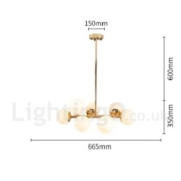 8 Light Modern Contemporary Πολυέλαιος με Glass Shade Light