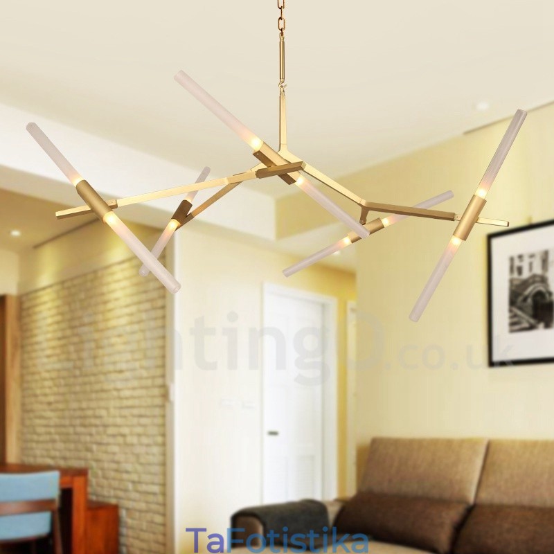 10 Light Modern Contemporary Chandelier Light (Μαύρο Χρυσό)