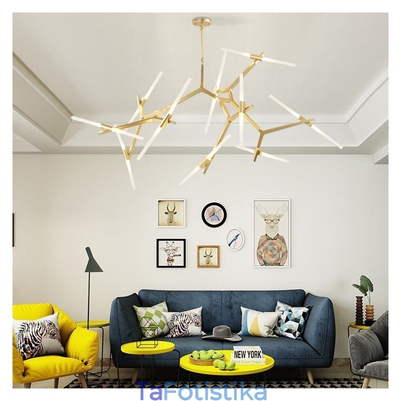 Modern Contemporary 20 Light Chandelier Light (Μαύρο Χρυσό)
