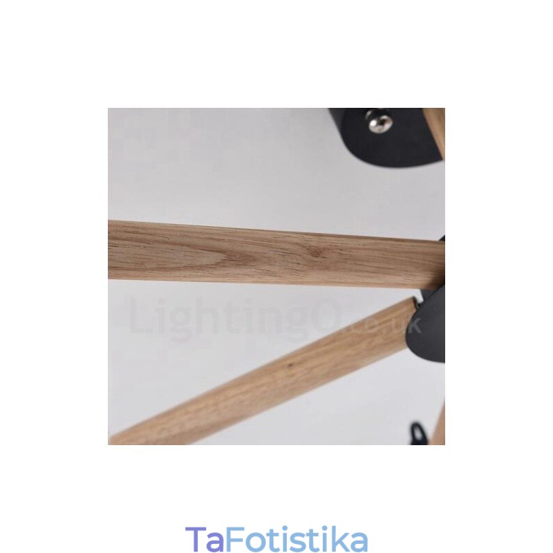 Μοντέρνος μοντέρνος 3 ελαφρύς Ξύλος πολυέλαιος μονής στάθμης με σκιά από ύφασμα τυμπάνου &